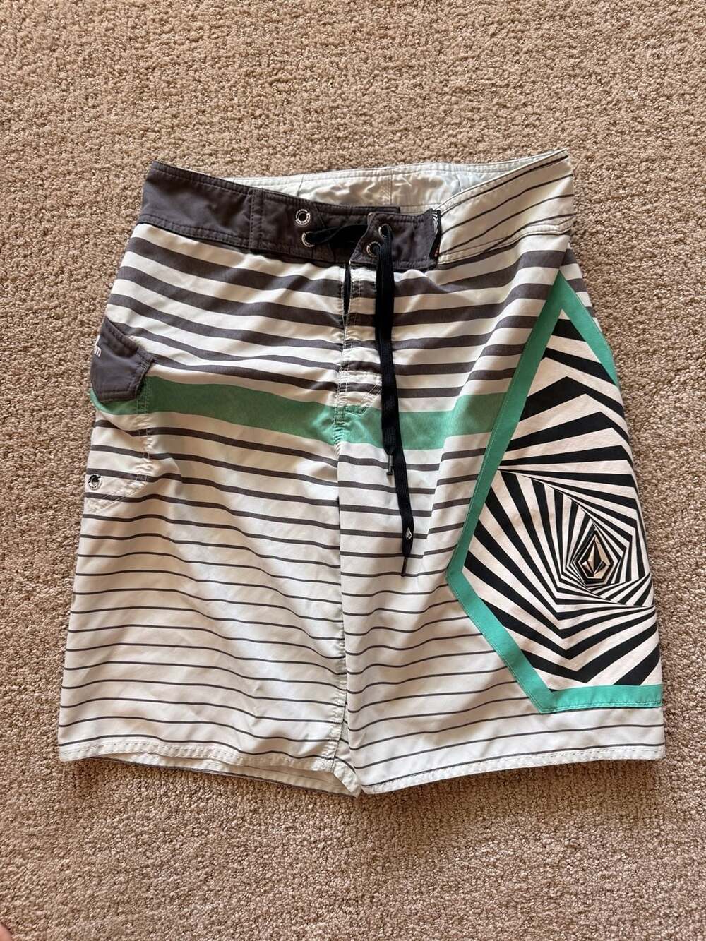 Volcom Mens Boardshorts Size 31 Striped Geometric Surf Swim Trunks